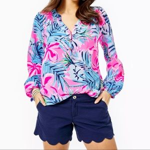 Lily Pulitzer 5" Buttercup Scallop Hem Short Navy